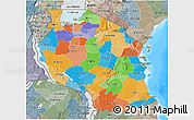 Political 3D Map of Tanzania, semi-desaturated, land only