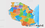 Political 3D Map of Tanzania, single color outside, bathymetry sea