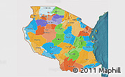 Political 3D Map of Tanzania, single color outside, satellite sea