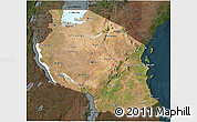 Satellite 3D Map of Tanzania, darken