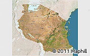 Satellite 3D Map of Tanzania, lighten, land only