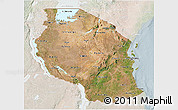 Satellite 3D Map of Tanzania, lighten