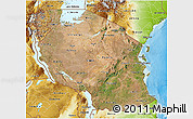 Satellite 3D Map of Tanzania, physical outside