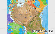 Satellite 3D Map of Tanzania, political outside