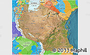 Satellite 3D Map of Tanzania, political outside, satellite sea