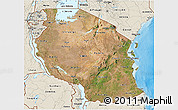Satellite 3D Map of Tanzania, shaded relief outside