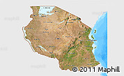 Satellite 3D Map of Tanzania, single color outside, bathymetry sea