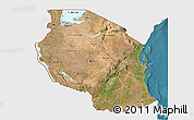 Satellite 3D Map of Tanzania, single color outside