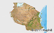 Satellite 3D Map of Tanzania, single color outside, shaded relief sea