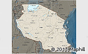 Shaded Relief 3D Map of Tanzania, darken