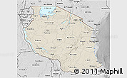 Shaded Relief 3D Map of Tanzania, desaturated