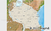 Shaded Relief 3D Map of Tanzania, satellite outside, shaded relief sea