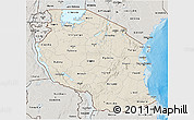 Shaded Relief 3D Map of Tanzania, semi-desaturated, land only