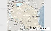 Shaded Relief 3D Map of Tanzania, semi-desaturated