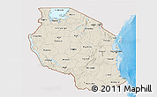 Shaded Relief 3D Map of Tanzania, single color outside