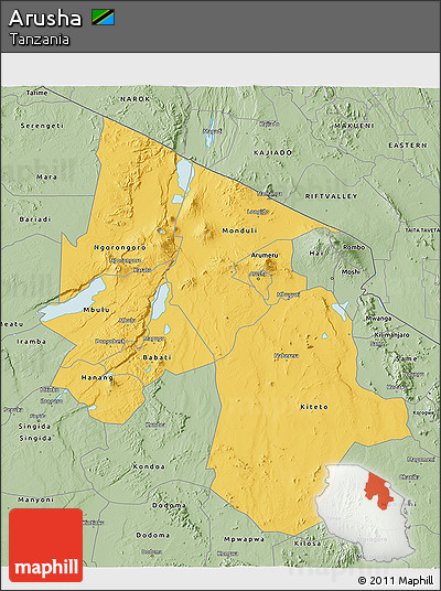 Savanna Style 3D Map of Arusha