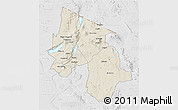Shaded Relief 3D Map of Arusha, lighten, desaturated