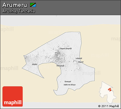 Classic Style 3D Map of Arumeru, single color outside
