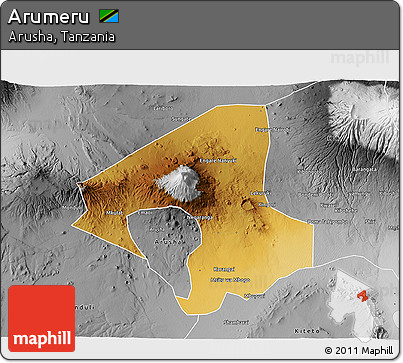 Physical 3D Map of Arumeru, desaturated