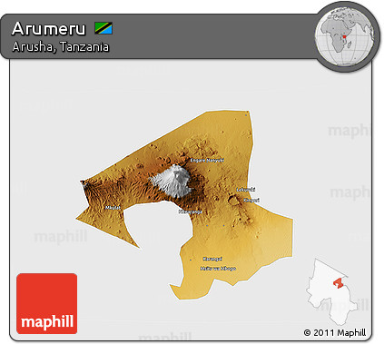 Physical 3D Map of Arumeru, single color outside