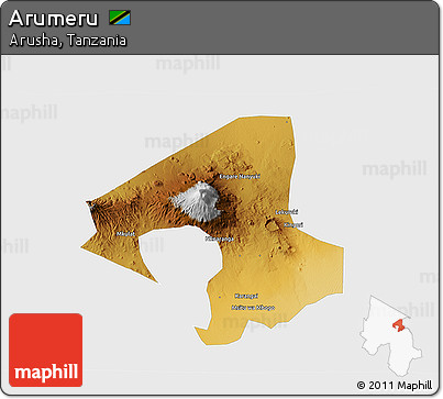 Physical 3D Map of Arumeru, single color outside