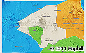 Shaded Relief 3D Map of Arumeru, political outside