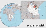 Gray Location Map of Arumeru, highlighted country, highlighted parent region, within the entire country