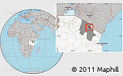 Gray Location Map of Arumeru, highlighted country, highlighted parent region