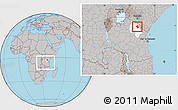 Gray Location Map of Arumeru, highlighted parent region, within the entire country
