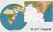 Satellite Location Map of Arumeru, highlighted country