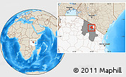 Shaded Relief Location Map of Arumeru, highlighted country, highlighted parent region