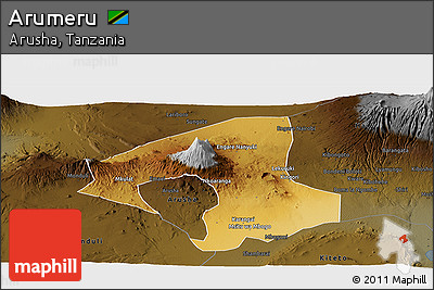 Physical Panoramic Map of Arumeru, darken