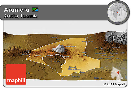 Physical Panoramic Map of Arumeru, darken