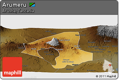 Physical Panoramic Map of Arumeru, darken