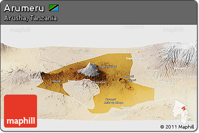 Physical Panoramic Map of Arumeru, lighten