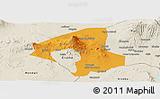 Political Panoramic Map of Arumeru, shaded relief outside