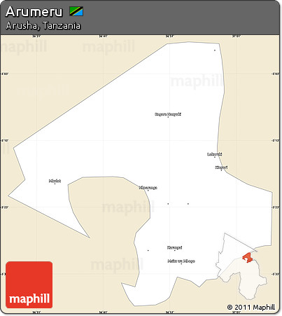 Classic Style Simple Map of Arumeru, single color outside