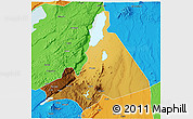 Physical 3D Map of Babati, political outside