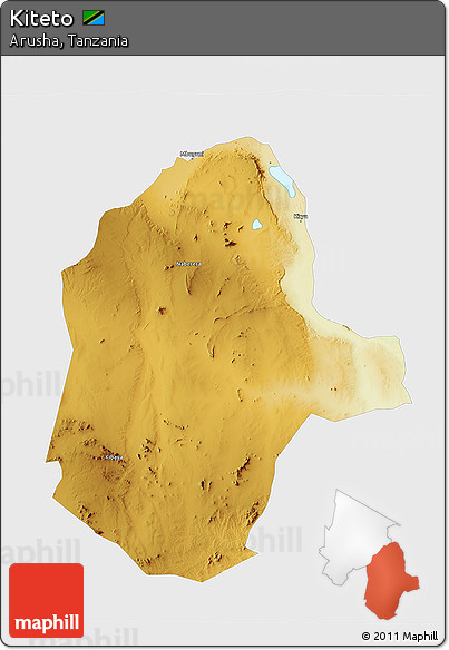 Physical 3D Map of Kiteto, single color outside