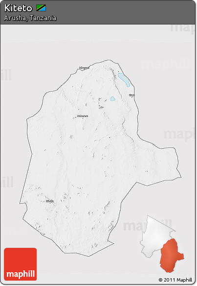 Silver Style 3D Map of Kiteto, single color outside