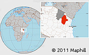 Gray Location Map of Kiteto, highlighted country, highlighted parent region