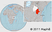 Gray Location Map of Kiteto, highlighted parent region, hill shading