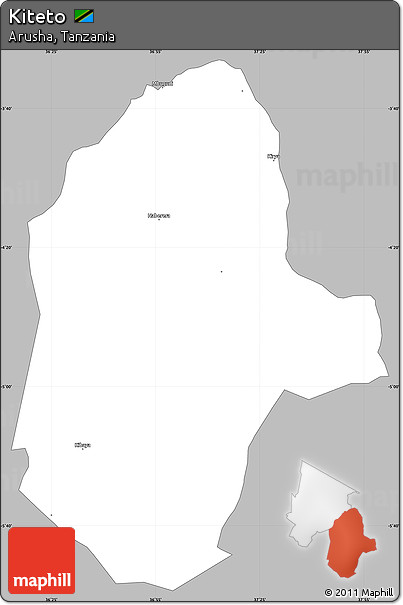 Gray Simple Map of Kiteto, single color outside