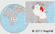 Gray Location Map of Arusha, highlighted country, within the entire country