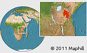 Satellite Location Map of Arusha, within the entire country