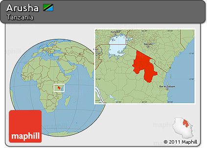 Savanna Style Location Map of Arusha