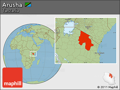 Savanna Style Location Map of Arusha