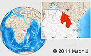 Shaded Relief Location Map of Arusha, highlighted country