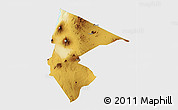 Physical 3D Map of Monduli, single color outside