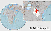 Gray Location Map of Monduli, highlighted parent region, hill shading